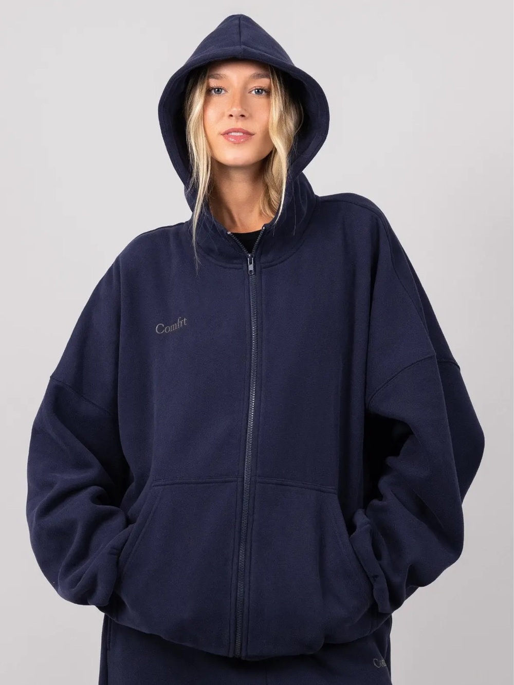 COMFRT Cloud Zip Up Hoodie in Navy